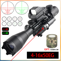 4-16x50EG Tactical Riflescope with Red/green Laser Combo Optical Sight Long Range Shooting Rifle Scopes Hunting AirsoftAir Scope