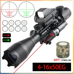 4-16x50EG Tactical Scope with Red/green Laser Combo Optical Sight Long Range Shooting Riflescope Hunting AirsoftAir Scope