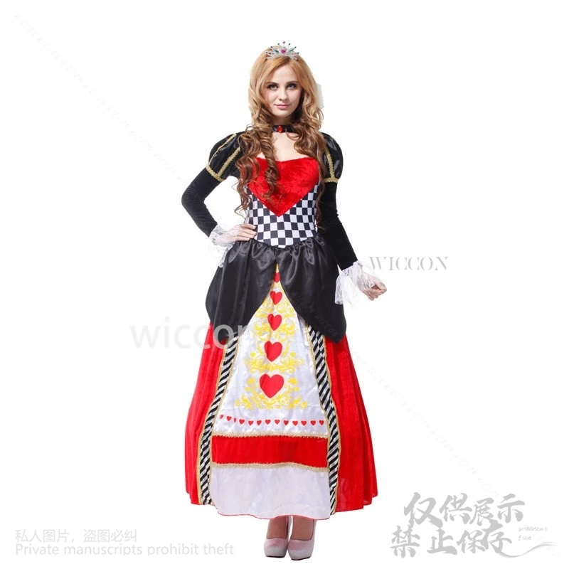 Anime Alice Film Cosplay Rode Koningin Kostuum Jurk Lolita Voor Vrouwen Kostuum Sexy Cos Kleding Vrouwen Halloween Fancy Dress Pruiken