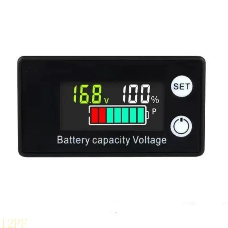 12PF 8-100V Battery Meter, Battery Capacity Voltages Indicators, Leads-Acid & Lithiums Charges Discharge Monitors Motorcycle