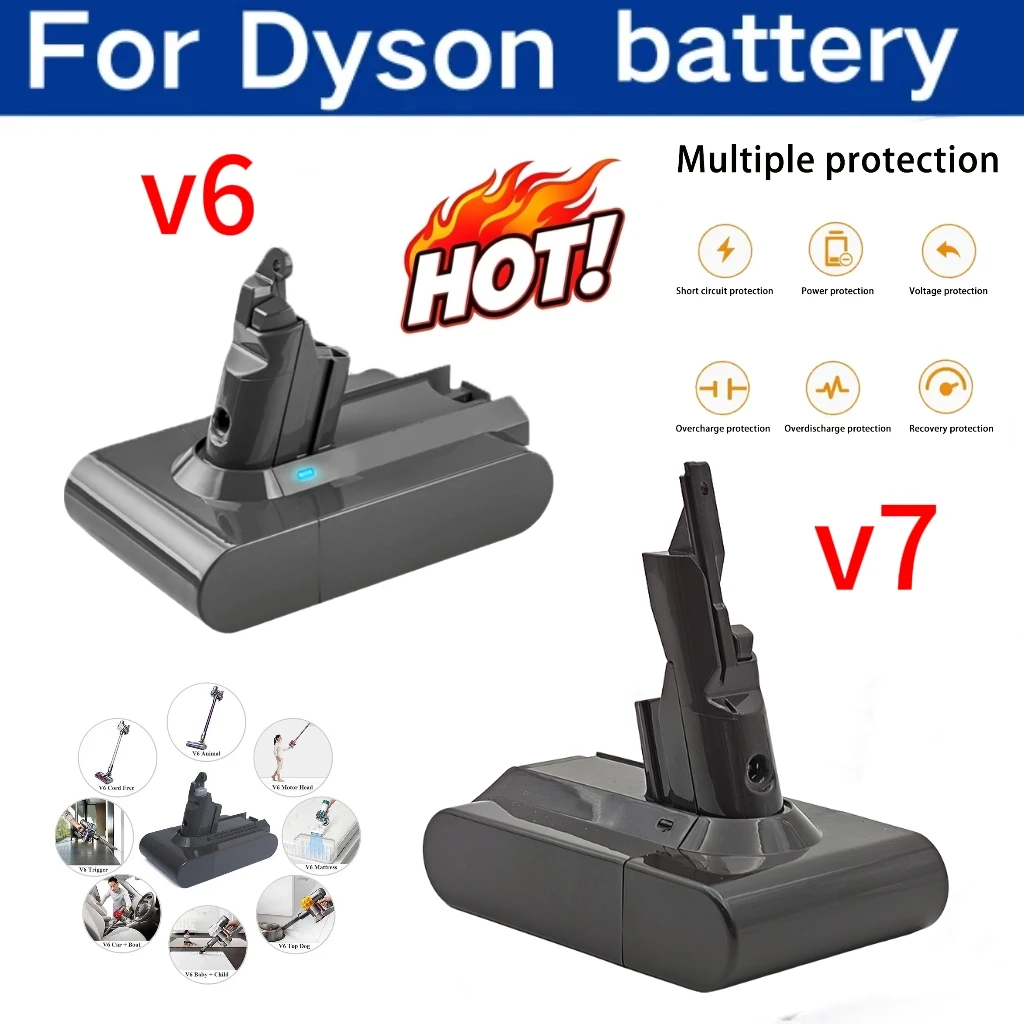 6800mAh suitable for Dyson V6 V7 V8 V10 V11 DC31A DC34B series battery SV03 DC62 SV10 SV11 SV12 SV14 SV15 vacuum cleaner battery