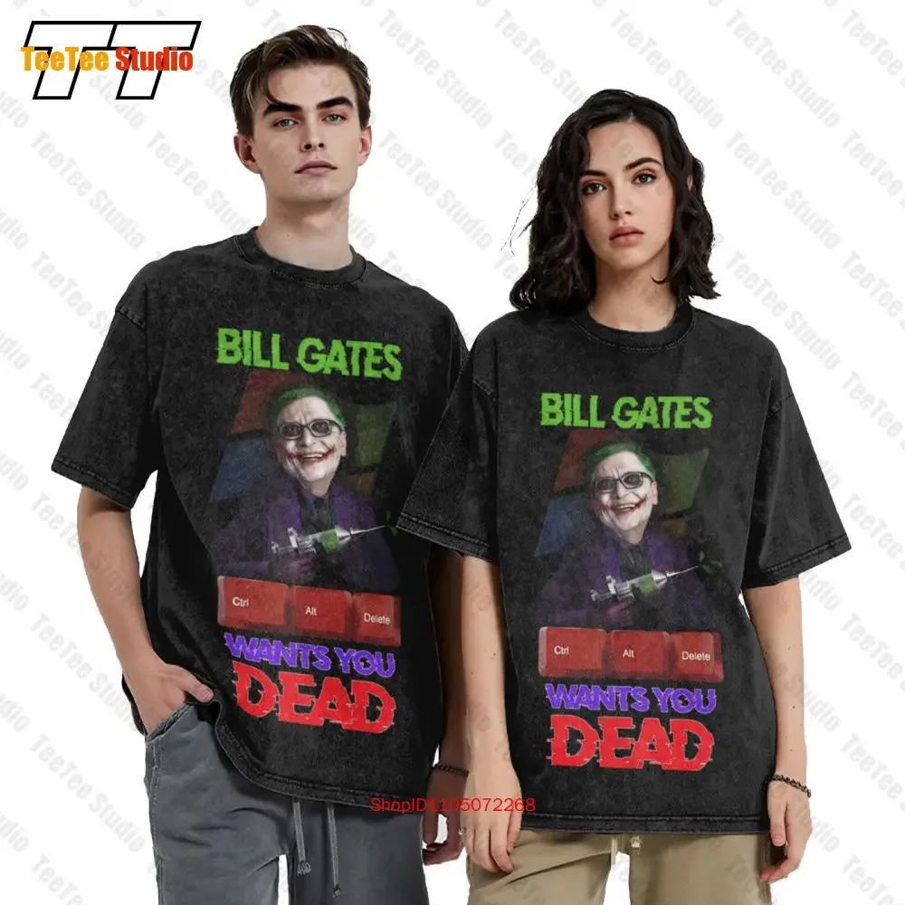 Men'S T Vaccines Bill Gates Slavery Wake Up To The Lie Vintage Oversized T-Shirt Tee S978