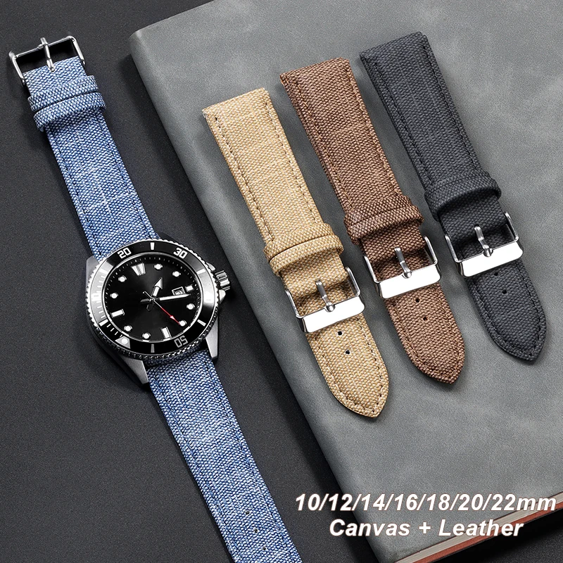 Denim Pattern Nylon Watchband for Casio Vintage Leather Strap 10 12 14 16 18 20 22mm Watch Band for Seiko Men Women Accessories