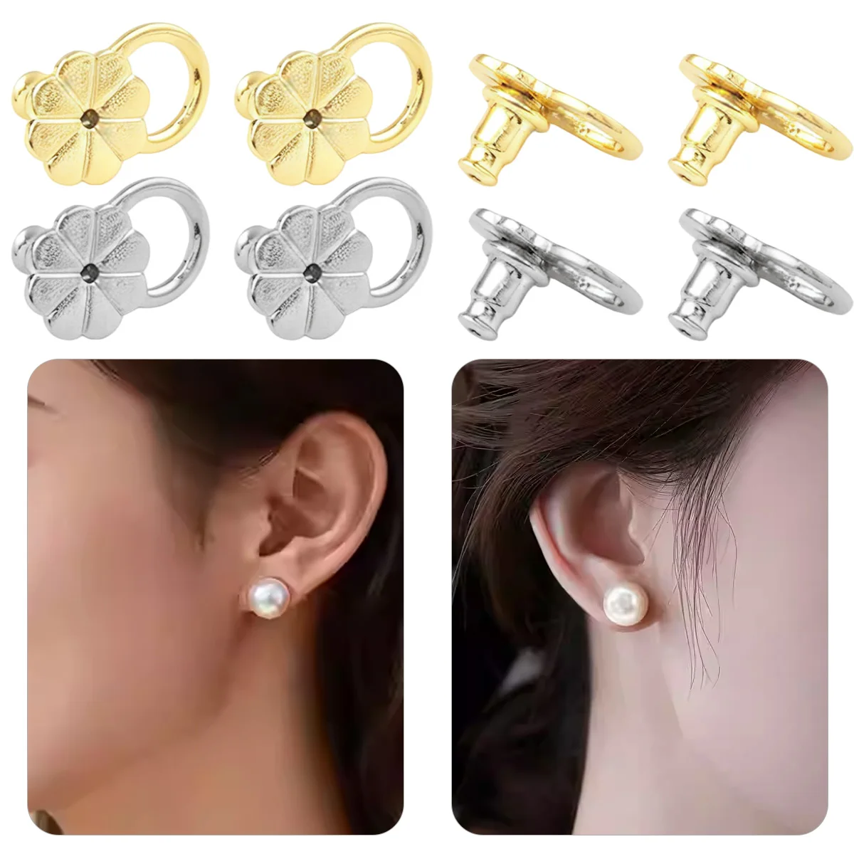 Golden Earring Lifter Bullet Backs 10/20pcs Replacements Secure Ear Locking for Stud Posts Heavy Droopy Jewelry Making Wholesale