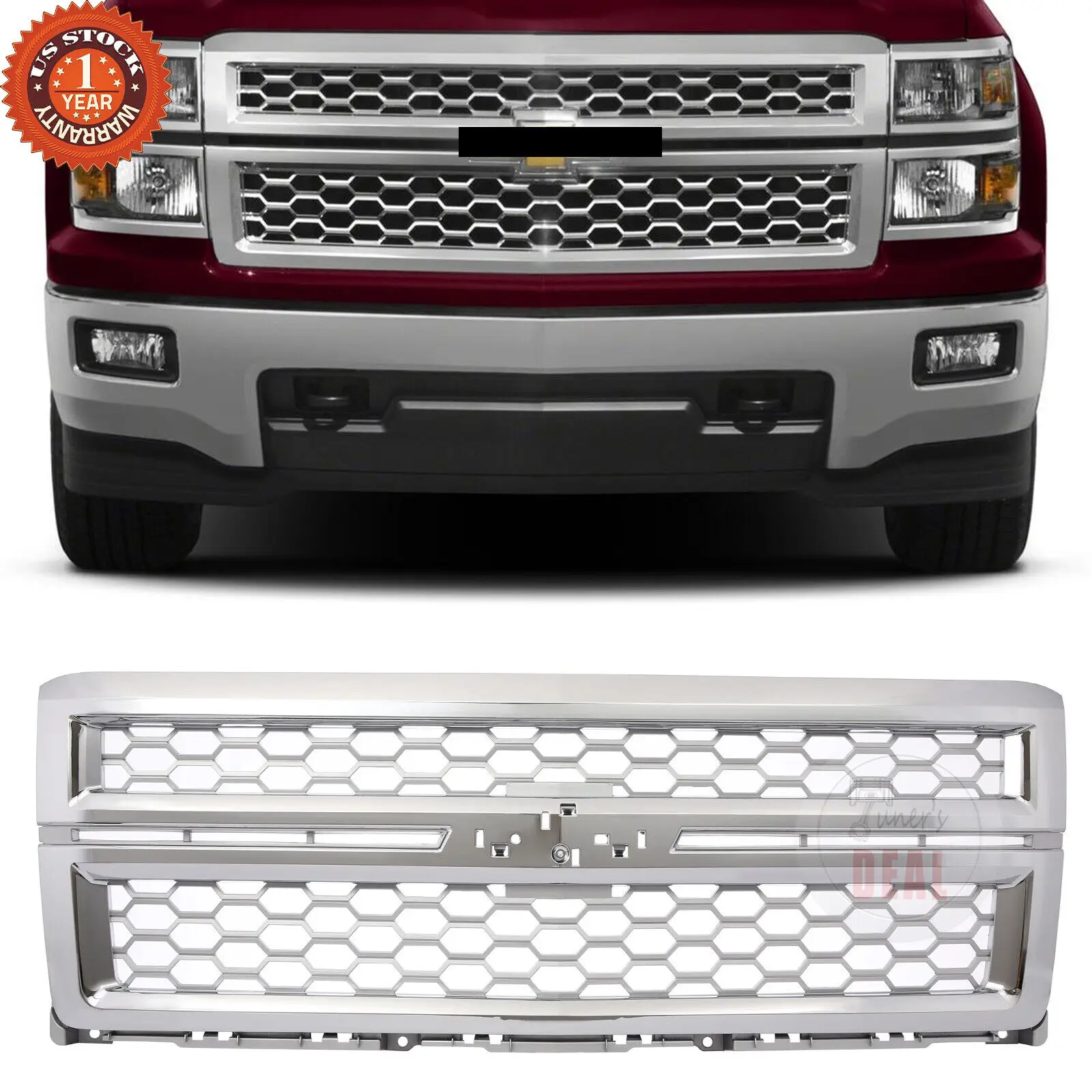 Front Bumper Grill Exterior Racing Grills Grille Trims Honeycomb Grill Covers For Chevrolet Silverado 1500 2014-2015