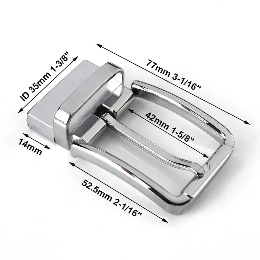 1piece 35mm Metal Brushed Men Belt Buckle Clip Buckle Rotatable Bottom Single Pin Half Buckle Leather Craft Belt Strap