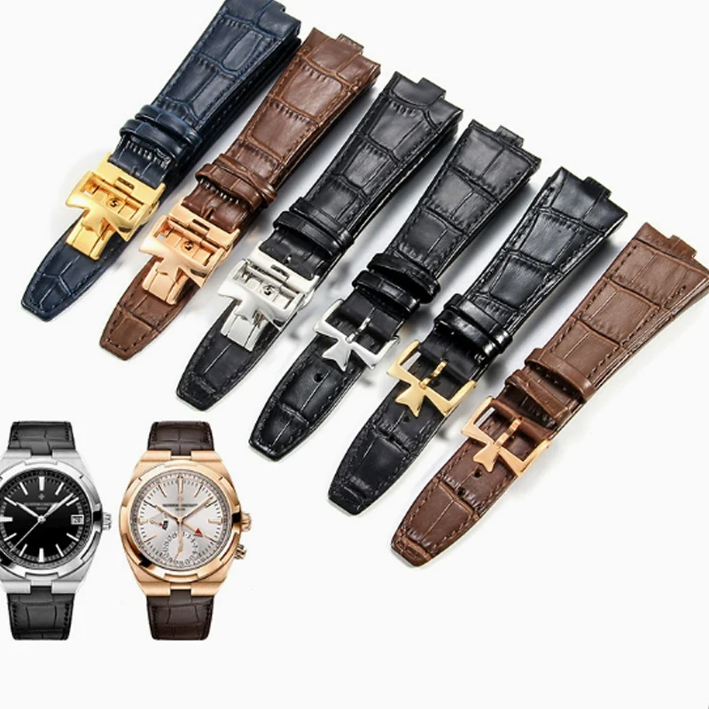 

Genuine Leather Watchband For Vacheron Constantin OVERSEAS Series 4500V 5500V P47040 Buckle Men 25-8mm Watch Strap