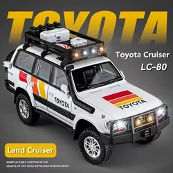 1/24 Toyota Land Cruiser LC80 Alloy Car Model Diecast Metal Off-road Vehicles Car Model Sound and Light Simulation Kids Toy Gift