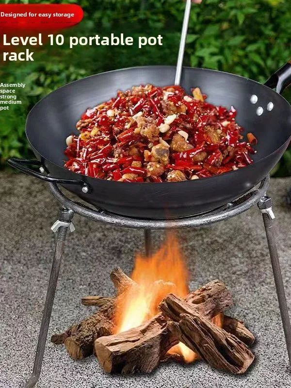 

Съемная практичная подставка для дровяной печи, треугольная опора для вока, подставка для огня, китайская уличная подставка для барбекю