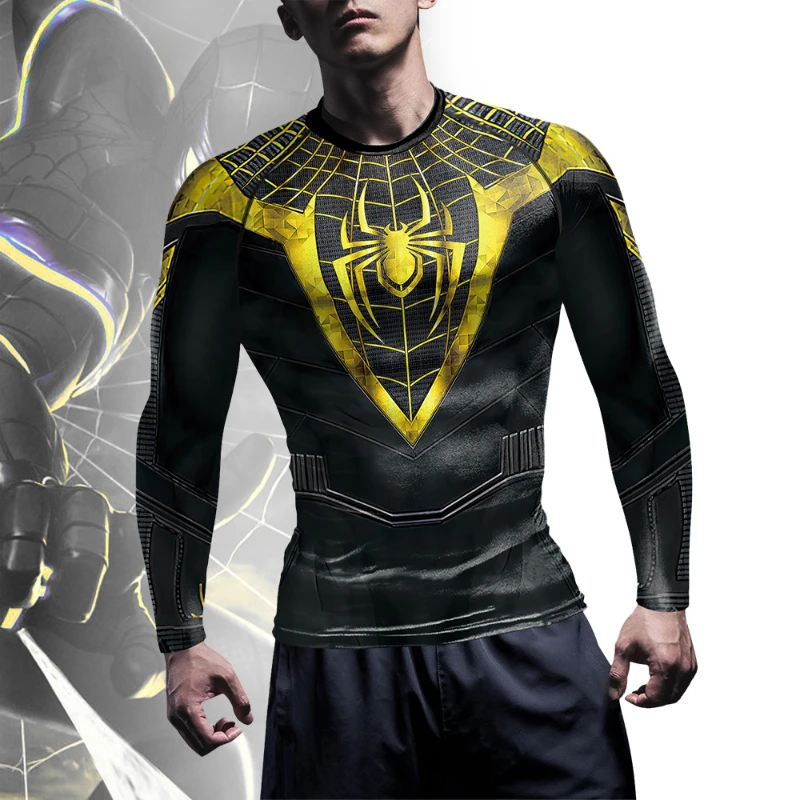 

Marvel Spider Man Movie Men's Workout Tee Compression Shirt Sports Tops Long Sleeve Performance Party Cosplay Costumes
