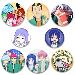Saiki K HD Print Brooches Anime Badge Cartoon Figure Saiki Kusuo/Teruhashi Kokomi Round Display Lapel Pin Jewelry Gift Accessory