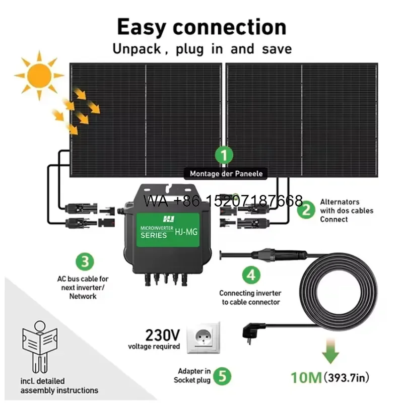 Wmwmnu Flexible Solar Balcony On Grid System Kit Plug and Play with WiFi MPPT