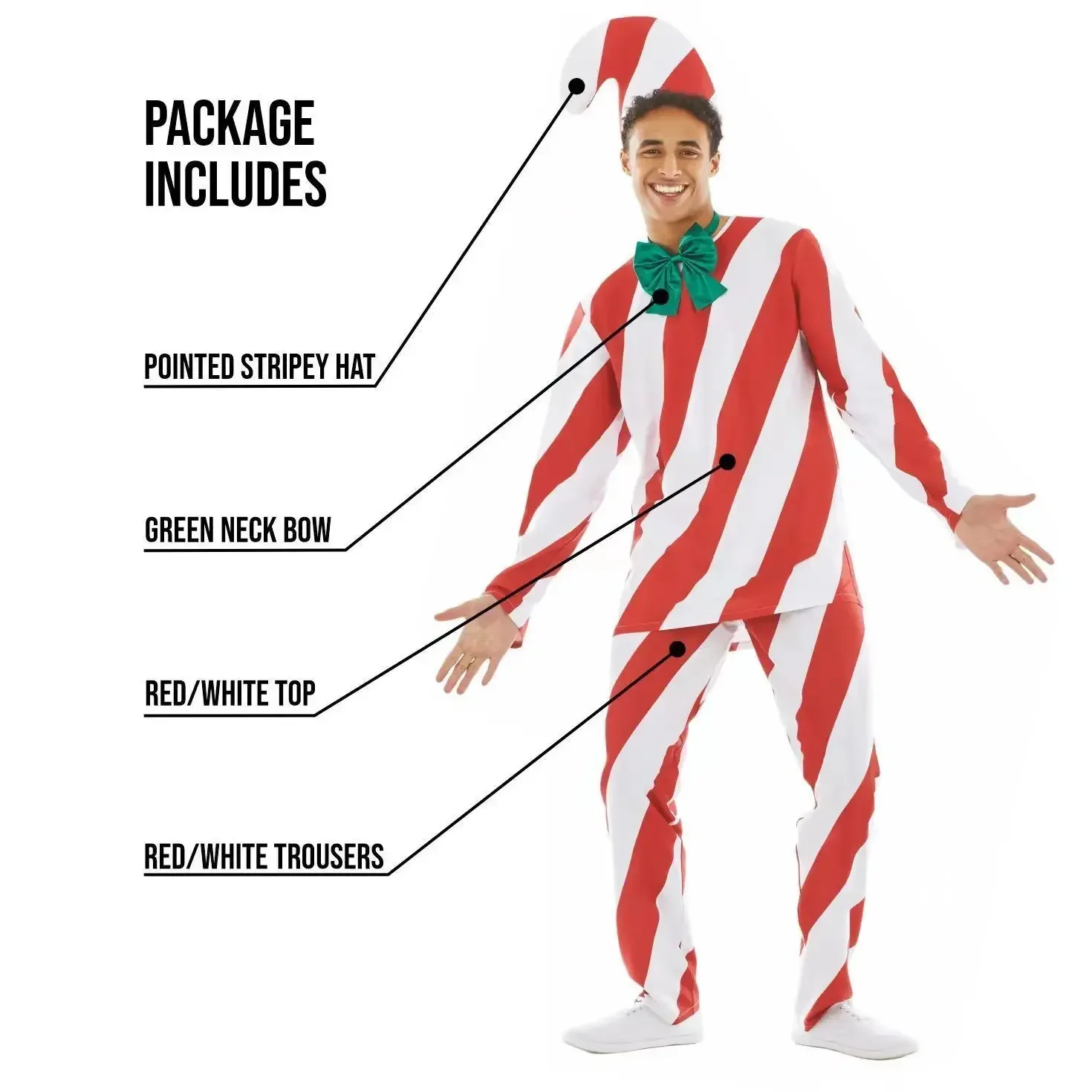 عيد الميلاد تأثيري قصب الحلوى زي عيد الميلاد كرنفال حفلة مرحلة الأداء لعب الأدوار سانتا كلوز فستان بتصميم حالم للرجال والنساء