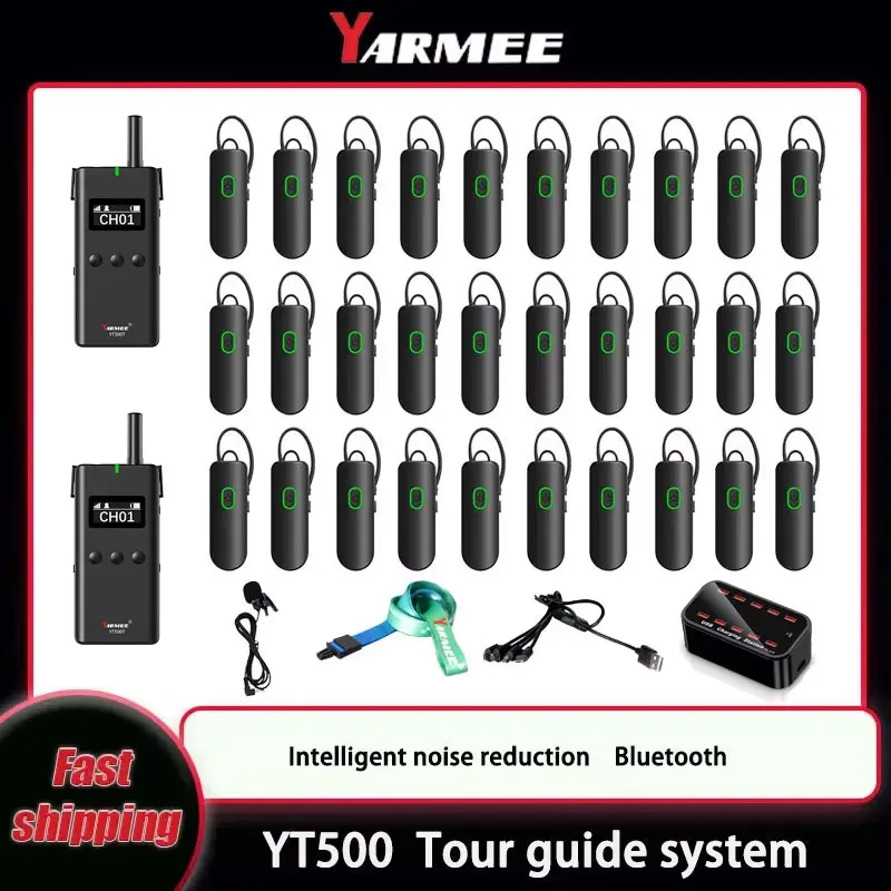 YARMEE Ear Hook Bluetooth Wireless Tour Guide System Intelligent noise reduction Transmitter Receiver For Travelling Umrah Hajj