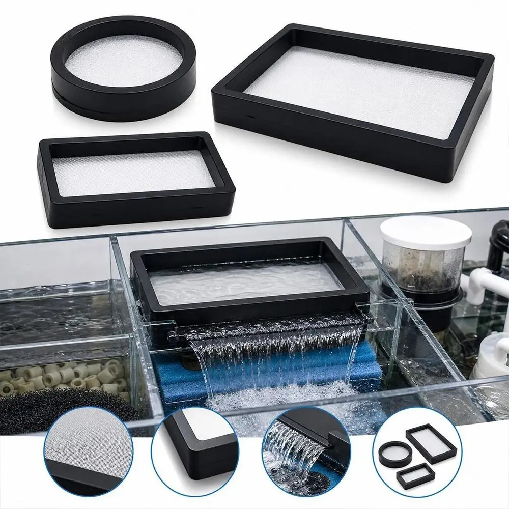 PVC Aquarium Filter Screen Nylon Mesh Reusable Fish Tank Filter Tray Rigid Frame Inclined Filter Surface Filter Mesh Box