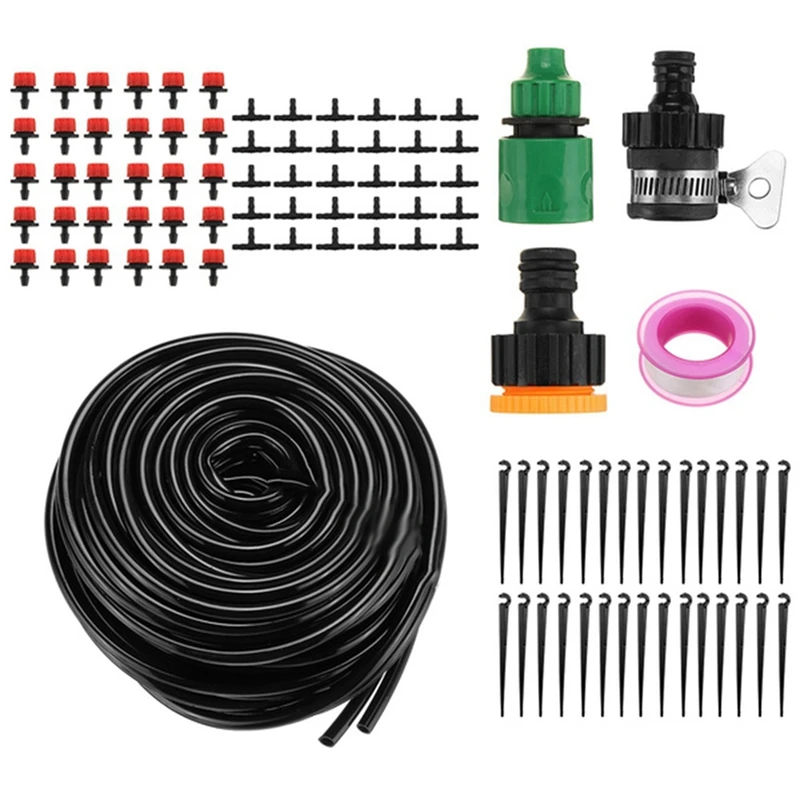 

AT35 95PCS For Outdoor Misting Cooling System 8 Holes Drip Irrigation System Kit Tubing Hose 50M