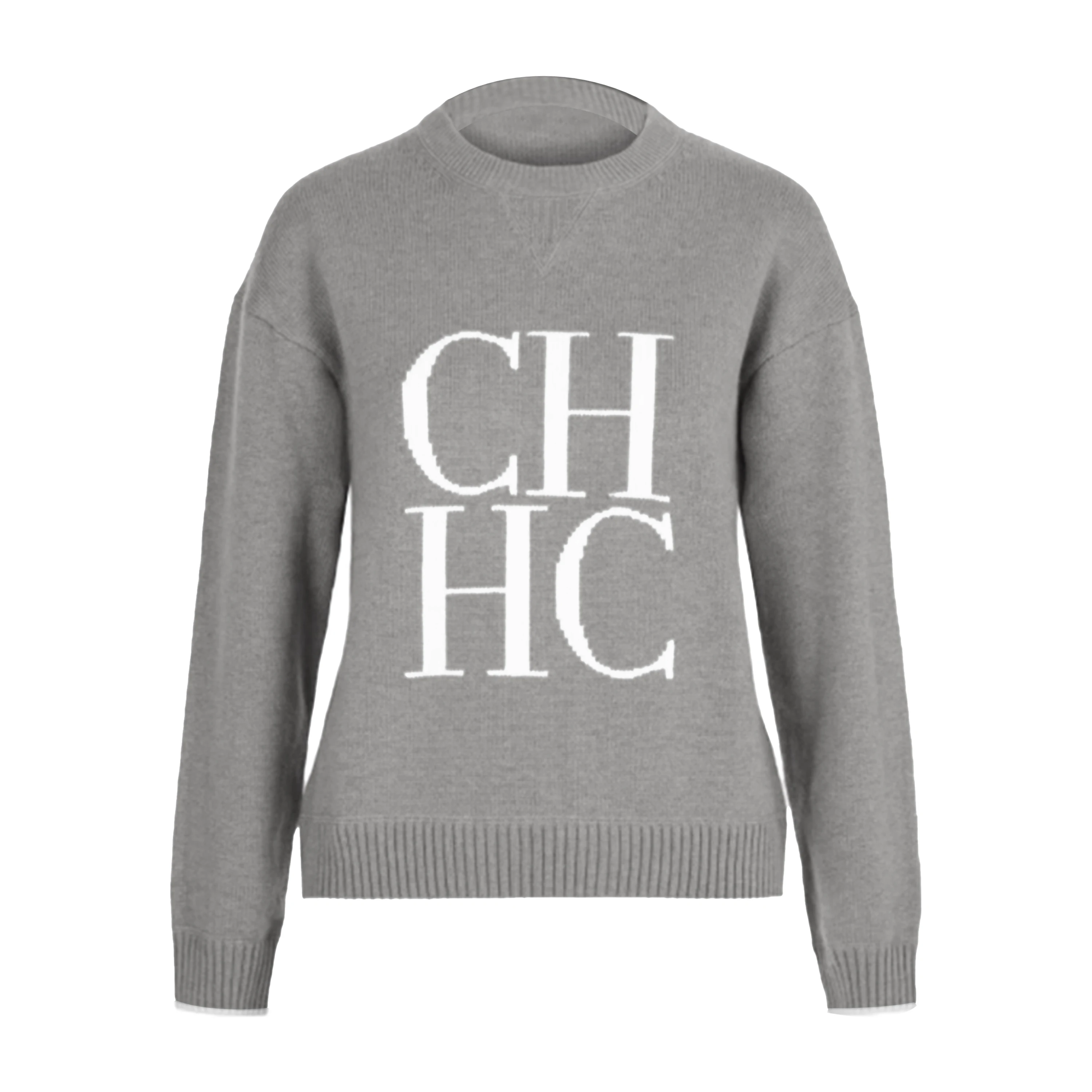 CH Versatile Women's Sweater Simple Solid Colour Design Women's Pullover Sweater Daily Casual Style Letter Print Design