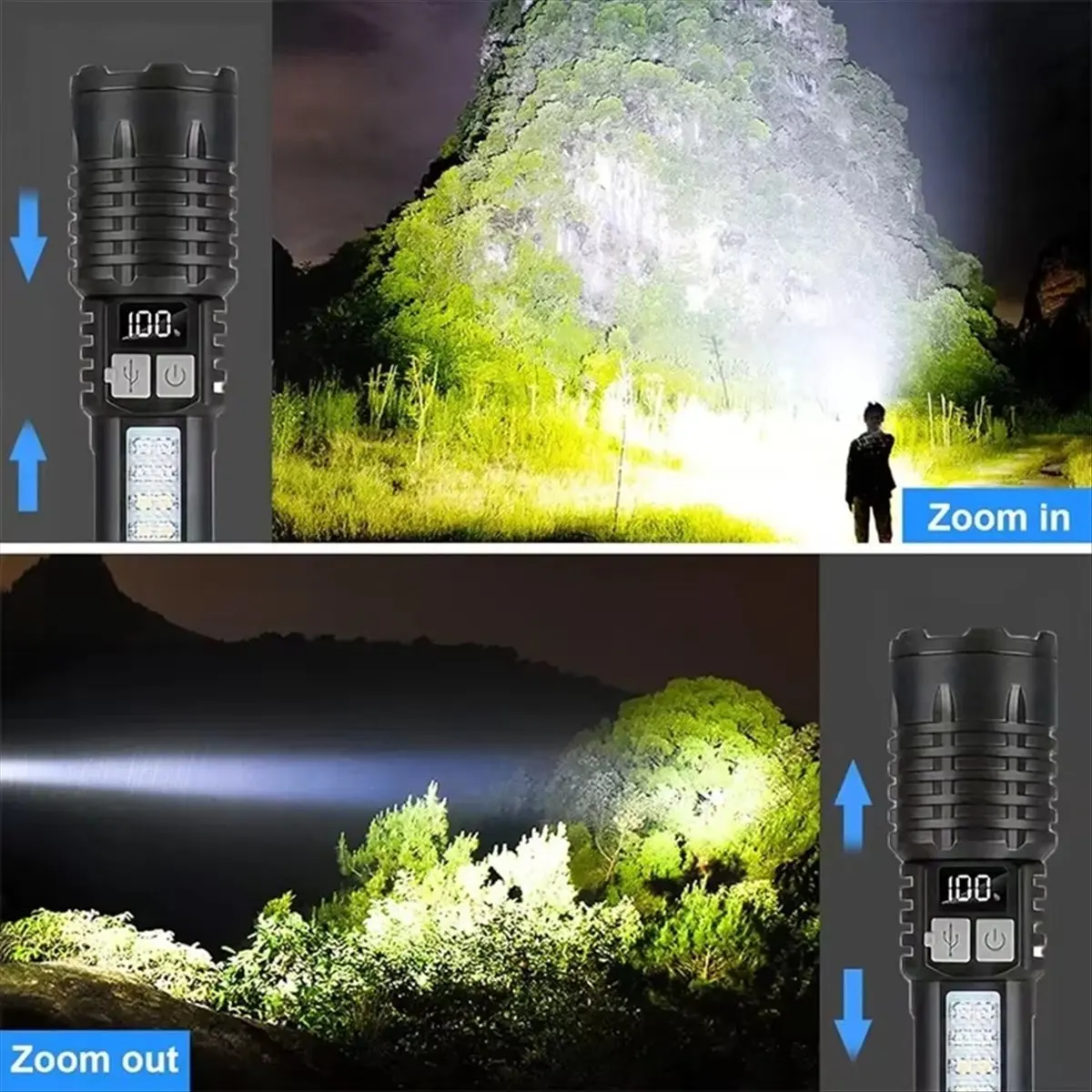 

(AIMA) High Power LED Flashlight, TYPE-C Rechargeable, Waterproof, COB Side Light, 5 Modes for Outdoor Camping Hiking
