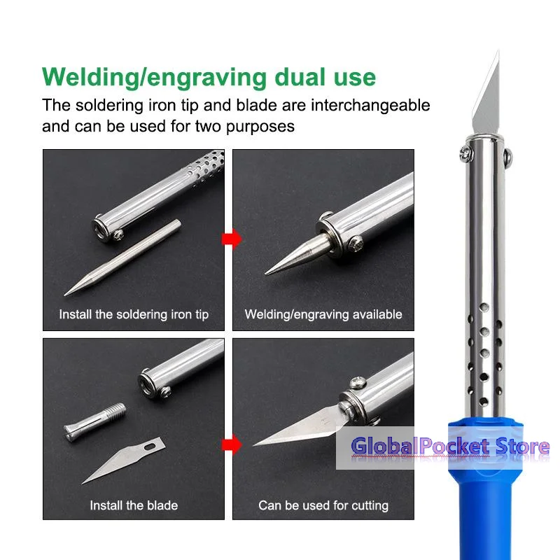 1/3/9/10Pcs Electric Hot Knife Cutter Kit With Soldering Iron For Carving Plastic Vinyl US EU Plug Multipurpose Diy Tool Set