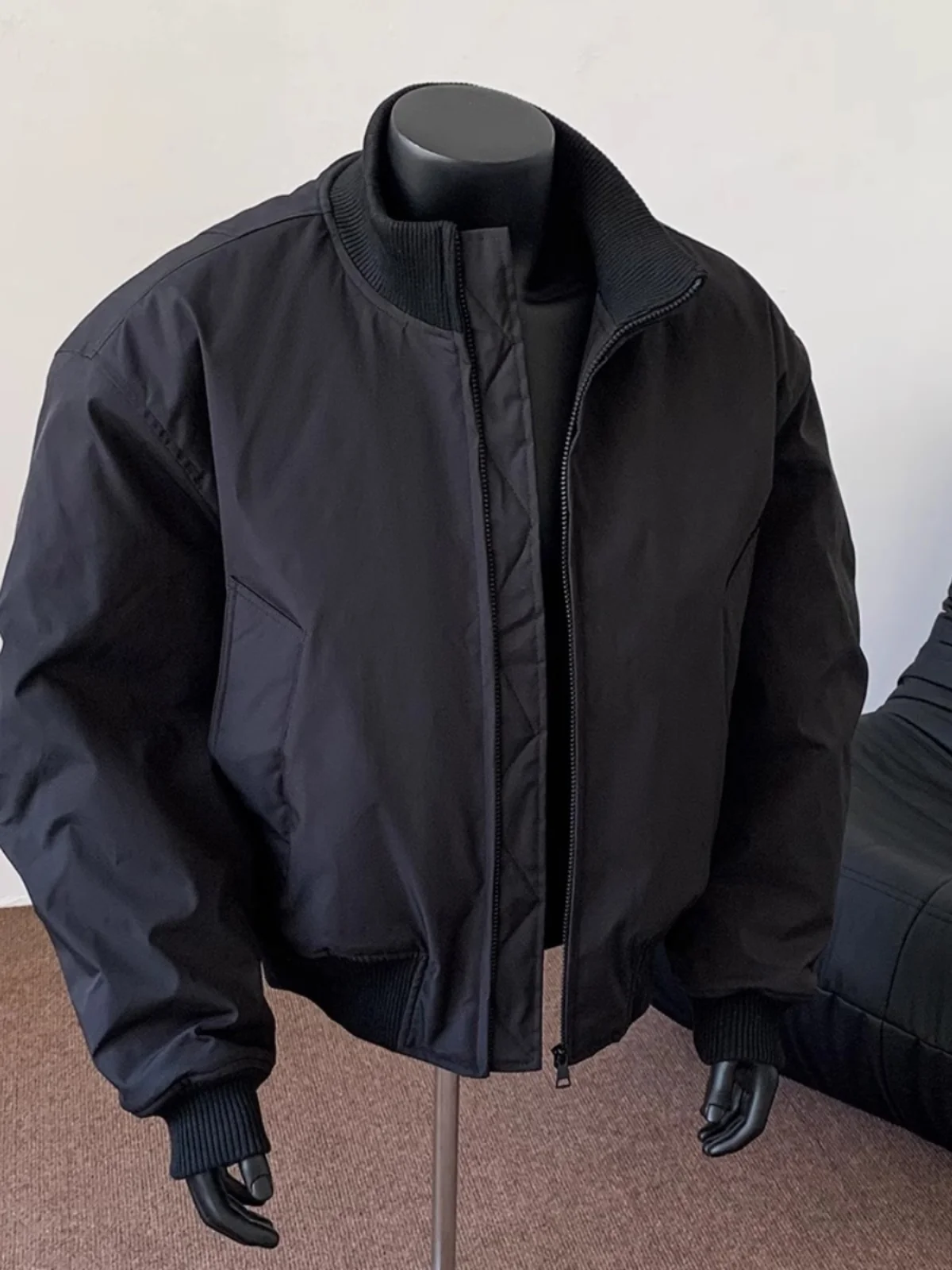 

Bla Bomber ort Flight Jaet Men's Spring Autumn Baseball Sle Stand Collar Polyester Fiber Casual Loose Fit Waterproof