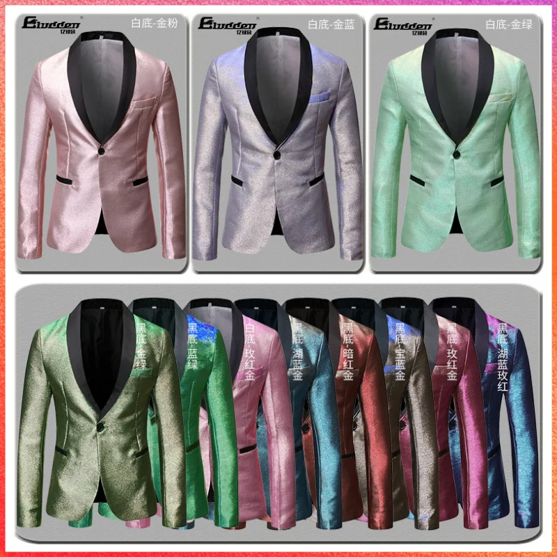 

Men Fashion Slim Fit Suit Jacket Skinny Tuxedo Banquet Stage Costume Fashion Blazer Peak Lapel Ball Nightclub Singer Host Dancer