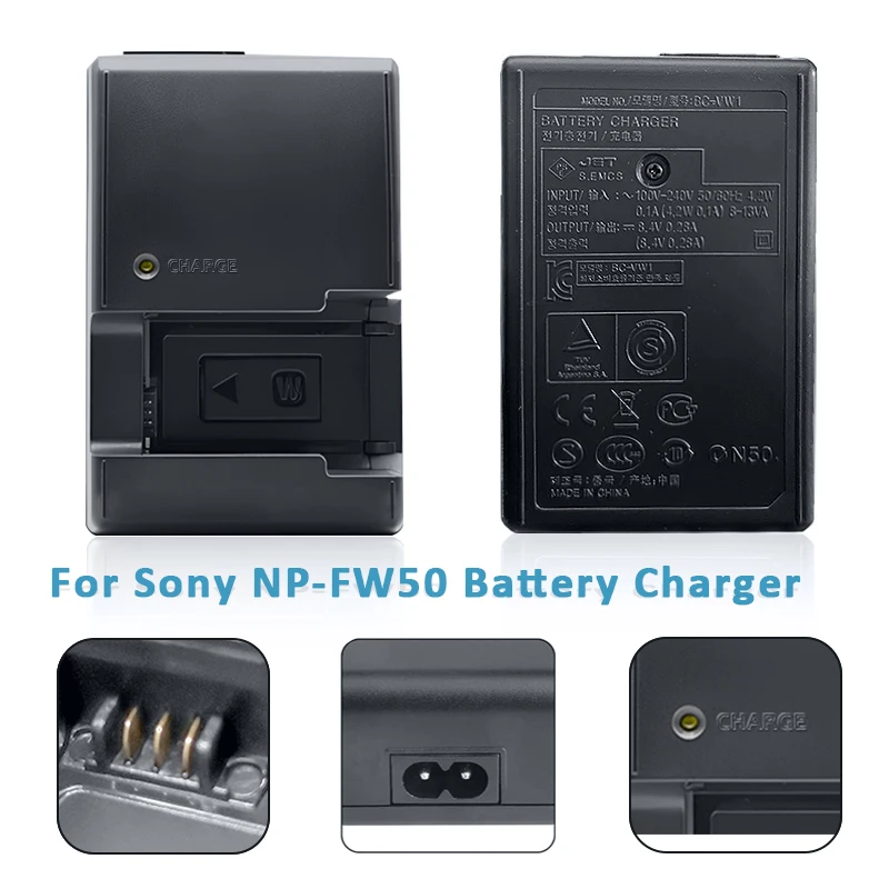 BC-VW1 Battery Charger for Sony A7S A5000 NEX-7 NEX-5C NEX3 RX10 A6000 A5100 A6300 A7R2 A7M2 5TL 5C Camera NP-FW50 Battery