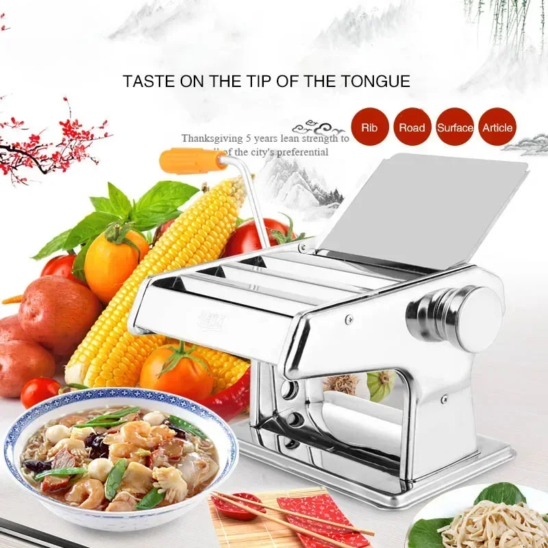 Small Household Pasta Machine Two Knives Multi-Kinetic Energy Manual Noodle Machine Stainless Steel Household Kitchen Tools