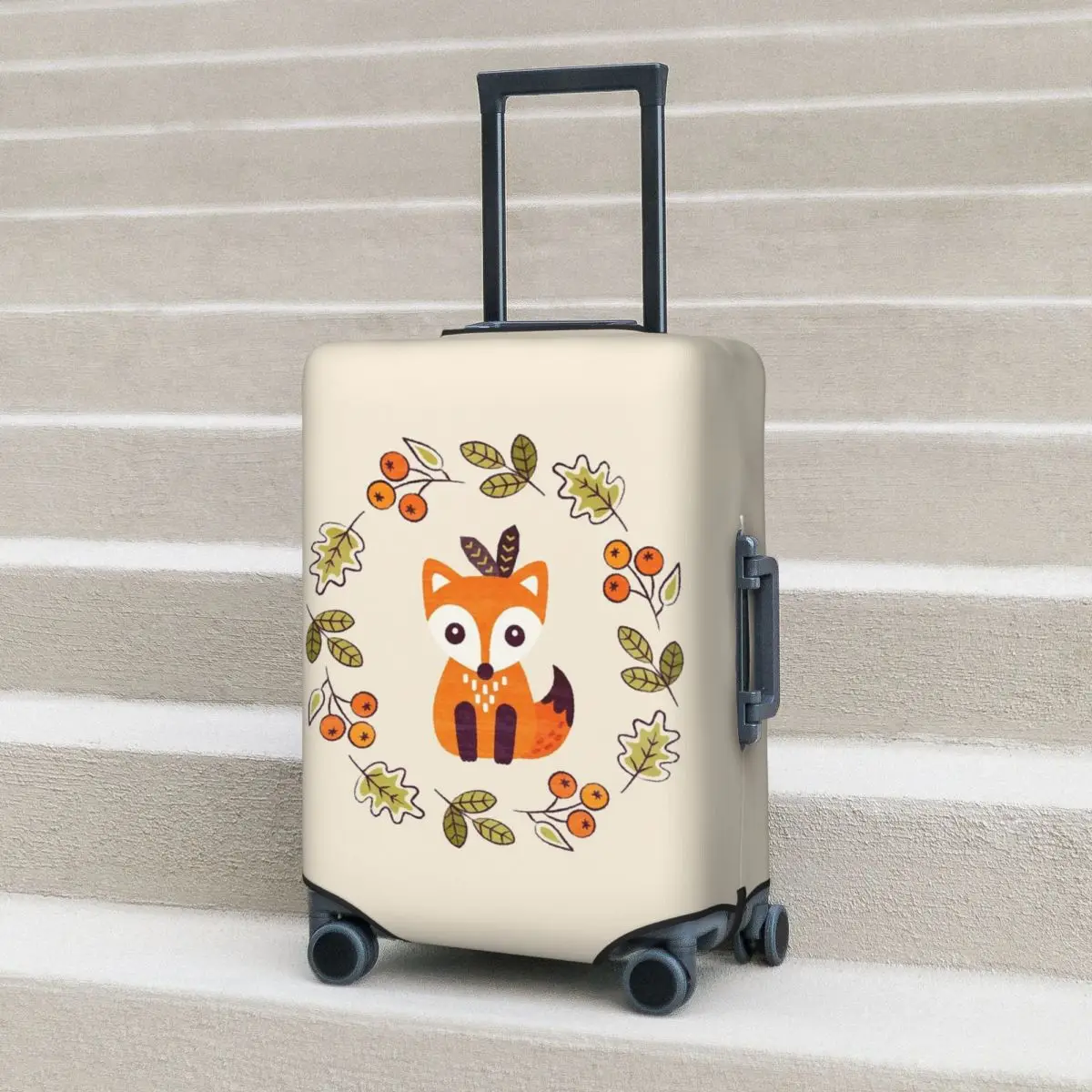 

Little Fox With Autumn Berries Suitcase Cover Protection Elastic Travel Luggage Protector Covers for 18-32 Inch