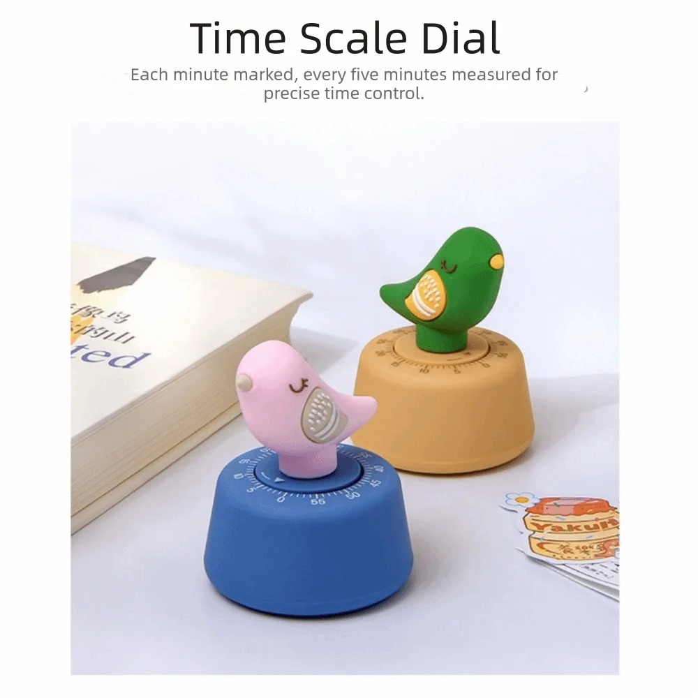 Timer Reminder Mechanical Countdown Timer Rotating Bird Shaped Kitchen Timer Cartoon Design Cute Study Time Manager Study