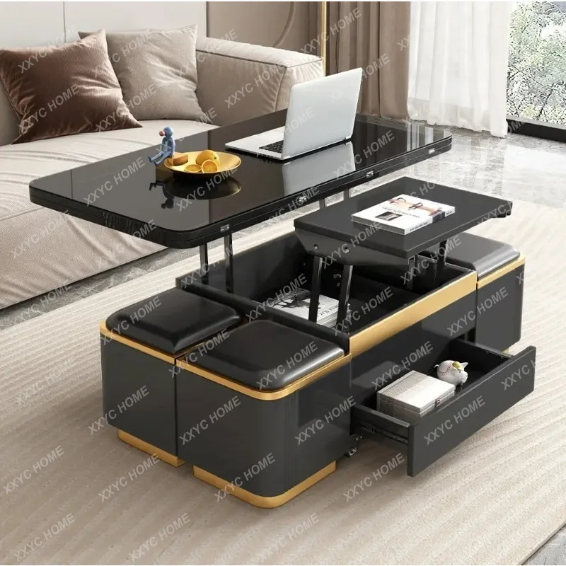 XXLuxury Piano Paint Folding Coffee Table Multifunctional Adjustable Height Dining Desk For Small Space Living Room Study