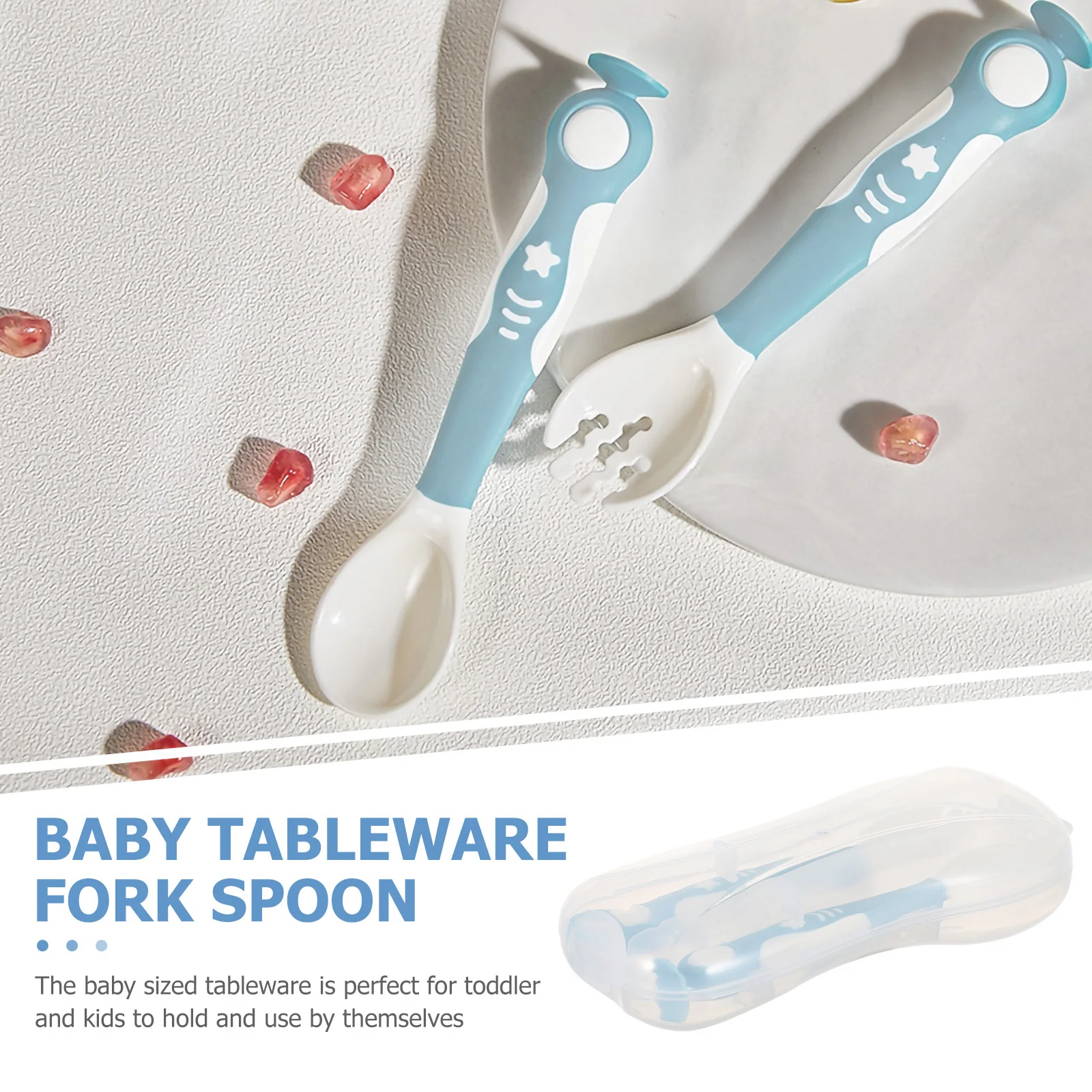 

1 комплект, бытовая детская ложка, гибкая вилка, безопасная для младенцев, поощрительная независимая еда, простая в использовании детская ложка