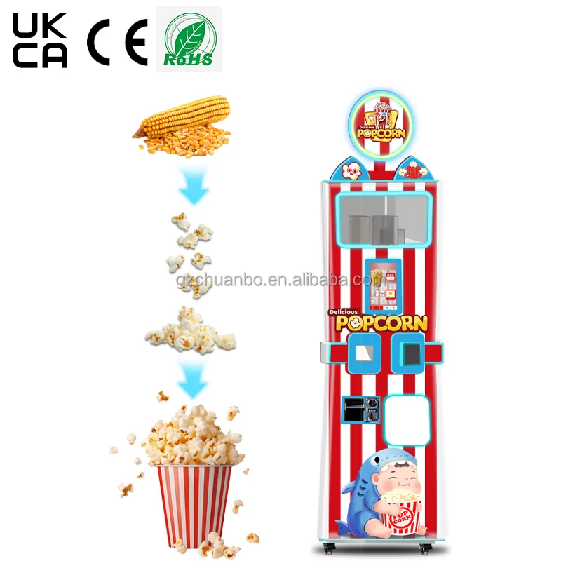 Automatic Popcorn Vending Machine Metal with Credit Card Coin QR Code and Token Payment Systems