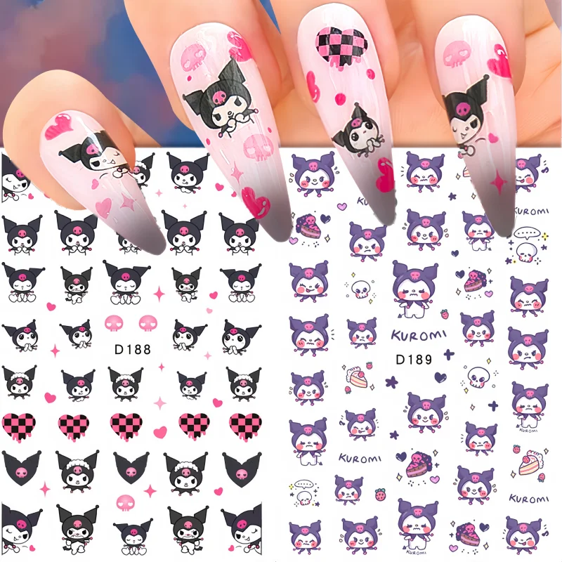 

1PCS 3D Hello Kitty Nail Sticker Cartoon Kuromi Nail Art Supplies Nail Accessories Cute Melody Nail Decoration Sliders For Nails