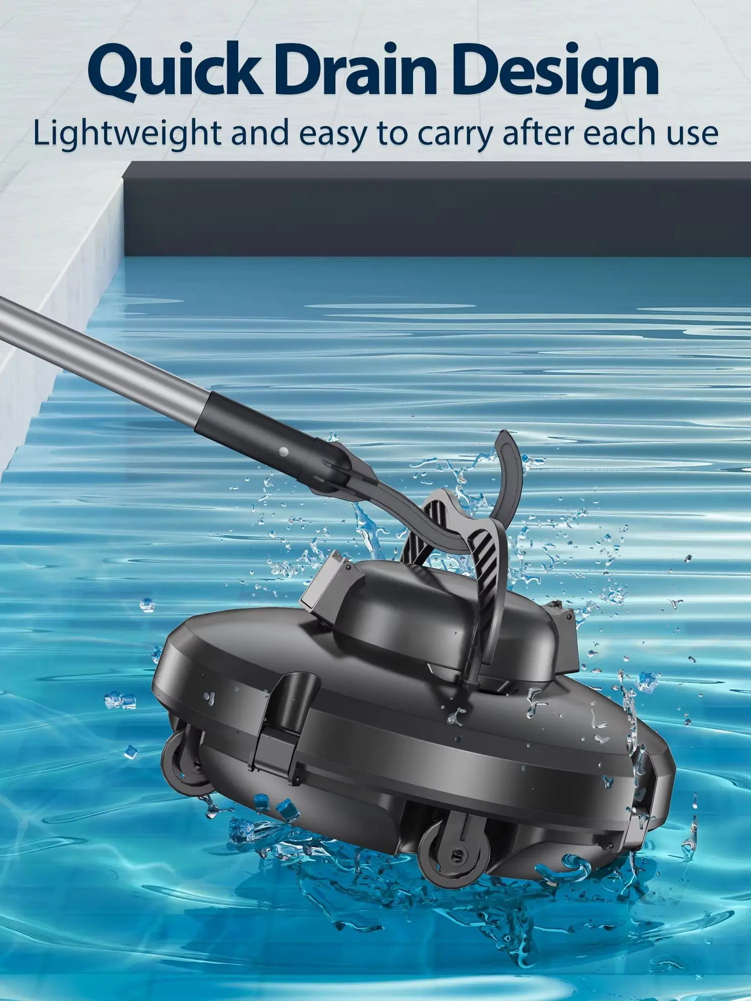 Redroad S1 Roboter-Poolsauger, Kabelloser Poolreiniger mit 10 Minuten Laufzeit, Auto-Parkfunktion, 2 Stunden Schnellaufladung, Ideal für Aufstellpools