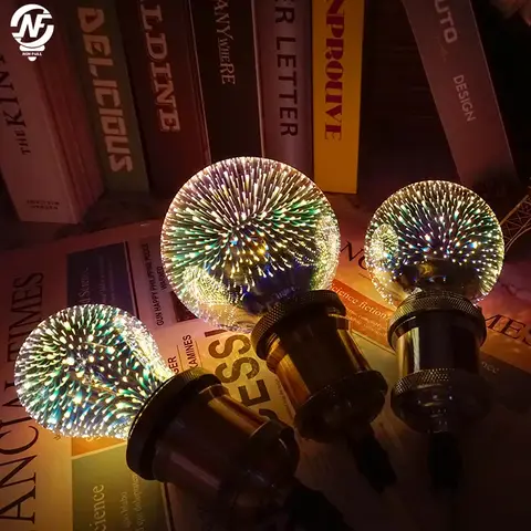 Led 전구 스타 불꽃 놀이 3D E27 빈티지 에디슨 야간 조명 AC 110V 220V A60 ST64 G80 G95 G125 휴일 참신 장식 조명