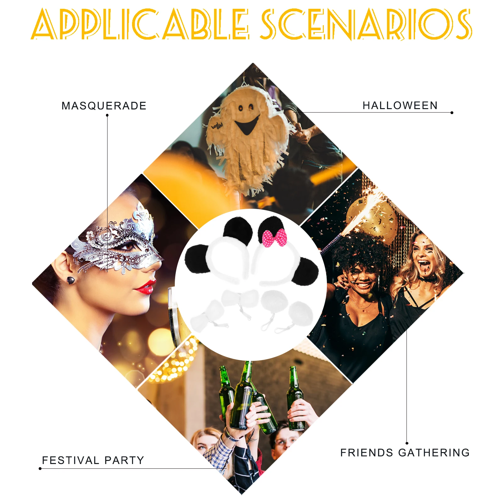 

Party Costumes Ears Tail Women Hair Accessories Three Piece Suit Halloween Cosplay Adult Ears Headb Styling Hair