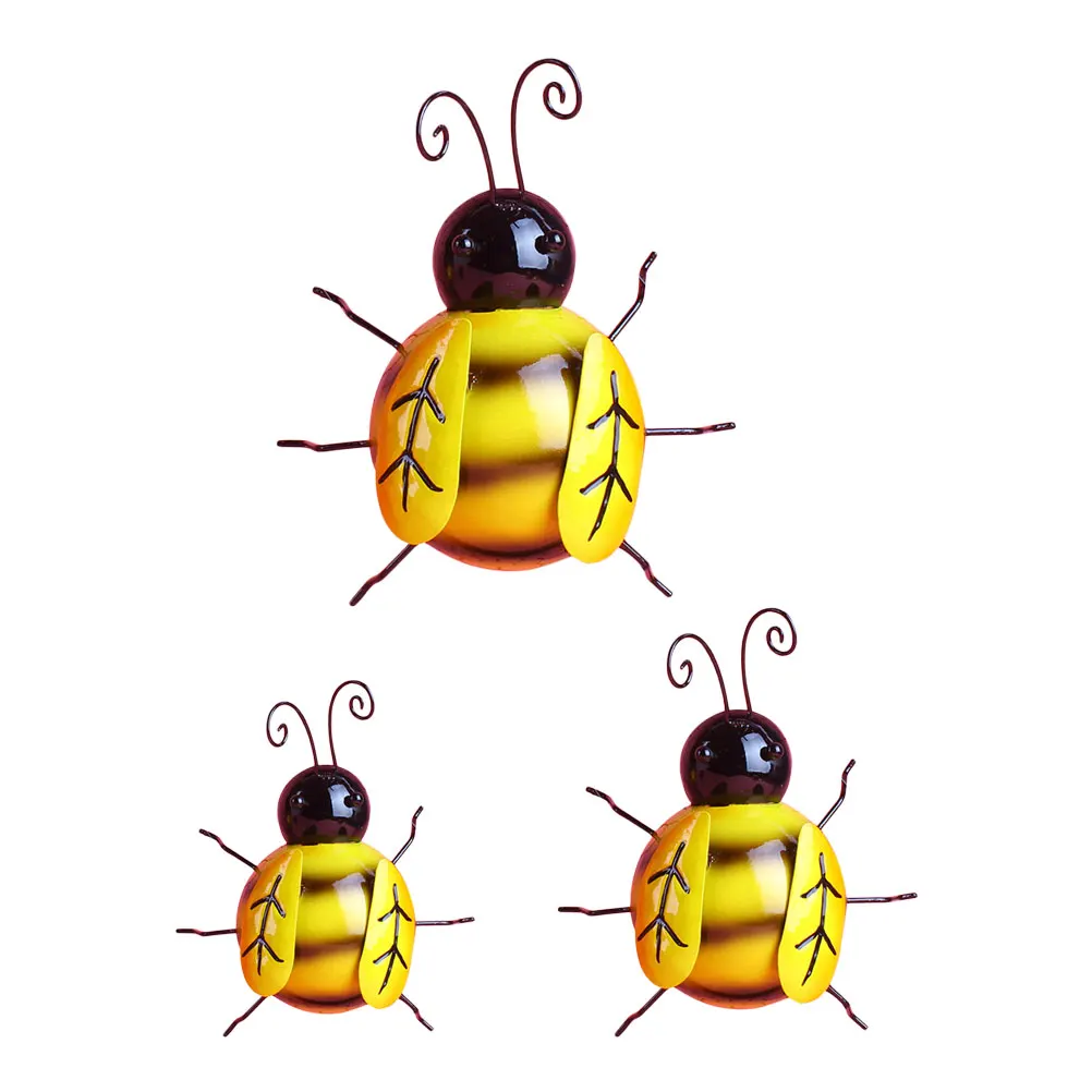 

3 шт., железное украшение в виде пчелы, украшение для сада, металлический настенный кулон, деревенский настенный декор, украшение для дома и улицы, уникальная скульптура