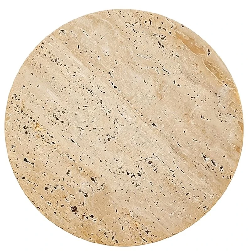 ABJI-Natural Travertine LED Wall Sconce - Minimalist Round Yellow Stone Lamp