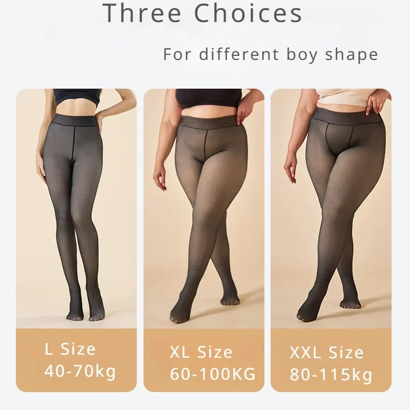 Women Thermal Leggings Sexy Stretch Legging Skin-Translucent Winter Warm Pantyhose Female Fleece Slim Velvet Tights Stockings