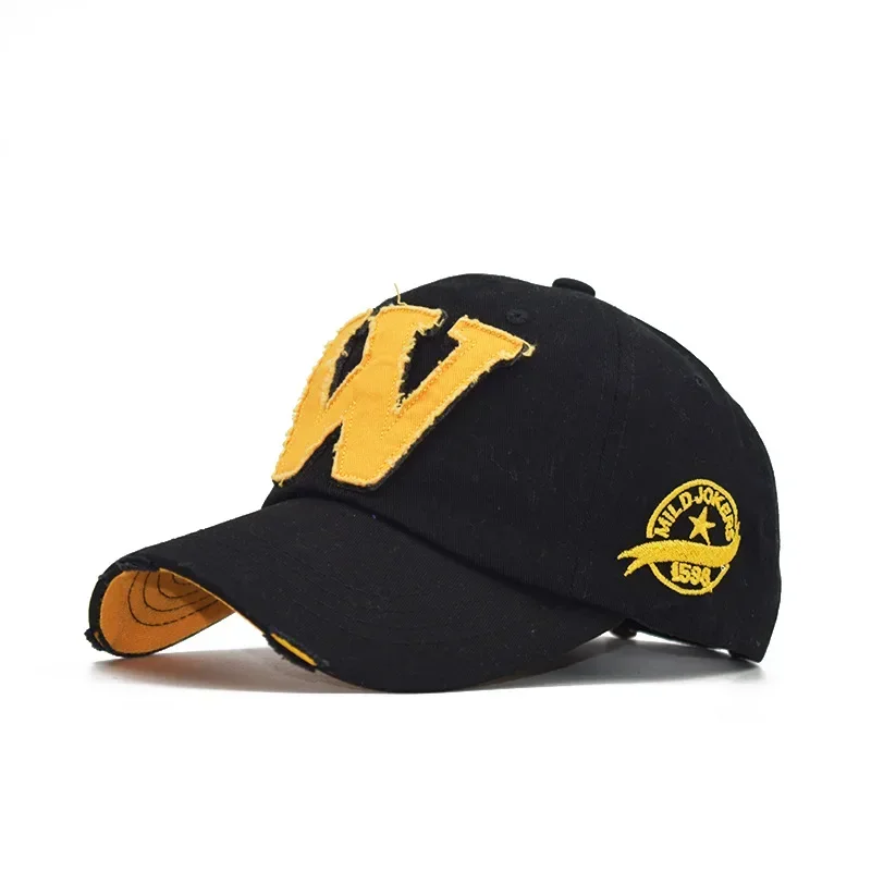 Baseballkappe mit besticktem Buchstaben W, Snapback-Kappen, Knochenkappe, Distressed-Look, passgenaue Kappe für Herren, individuelle Hüte – Detail 2