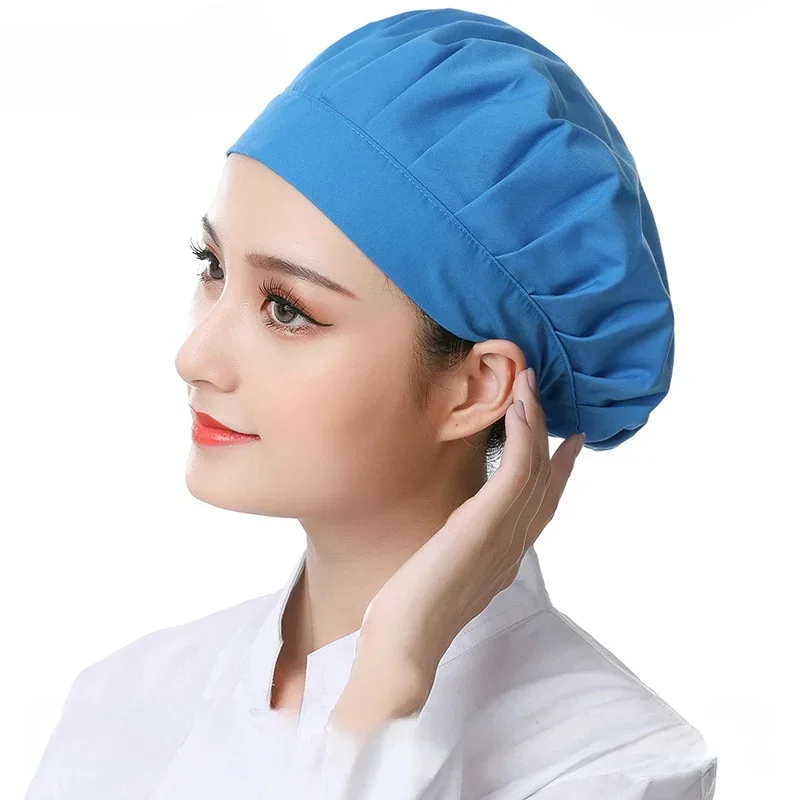 Cotton Female and Male Factory Cloth Cap Chef Hat Kitchen Dust-proof Breathable Sanitary Cap Dust-free Hat