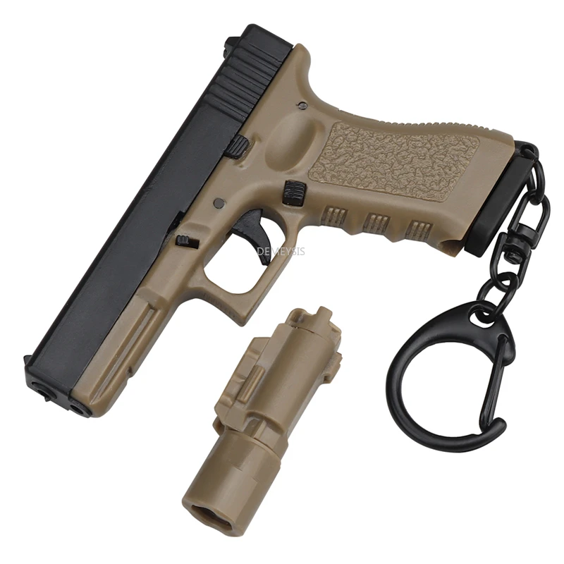 Glock17 Mini Keychain Tactical Pistol Shape Keyring Decorations Detachable G17 P320 Key Ring Keychain Realistic Model Trend Toys