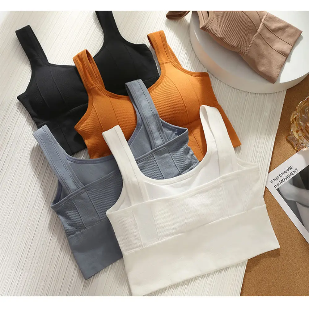 Breathable Padded Tube Top Racerback Bandeau Bra Comfortable Wirefree Undershirt Casual Sporty Camisole Aesthetic Summer Vest