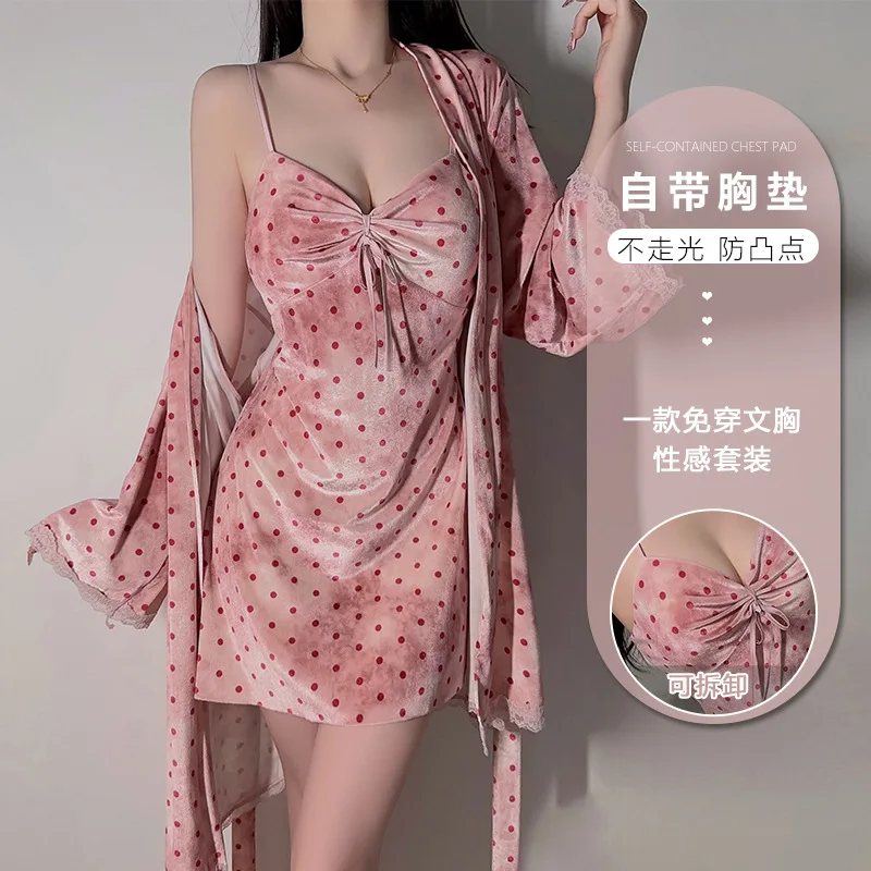 

Изысканная бархатная пижама с глубоким V-образным вырезом и эффектом утягивания, ночная сорочка для сна