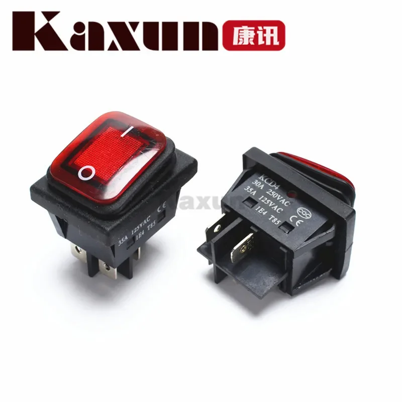 Boat Shape Switch KCD4 Double Card With Light Oil Proof Dustproof Power Supply Board Switch 32*25MM From China Mainland