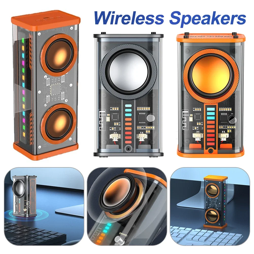 

K07 Transparent Mecha Bluetooth Speaker Small Steel Cannon LED Wireless 3D Surround Portable Intelligent TWS Audio Waterproof