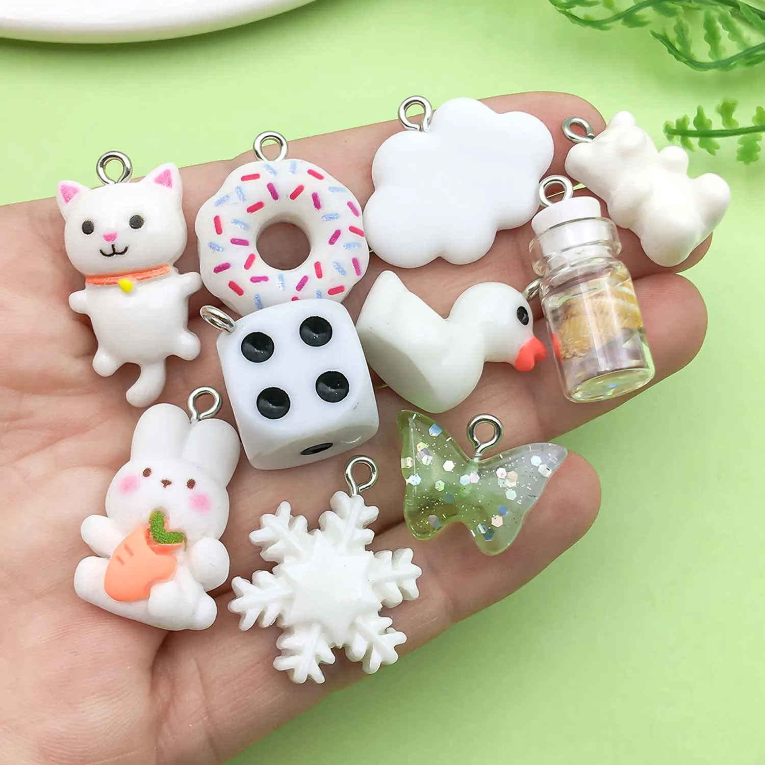 10pcs Colorful Resin Charms Simulation Animal Fruit Food Series Pendants for DIY Bracelet Necklace Jewelry Making Accessories