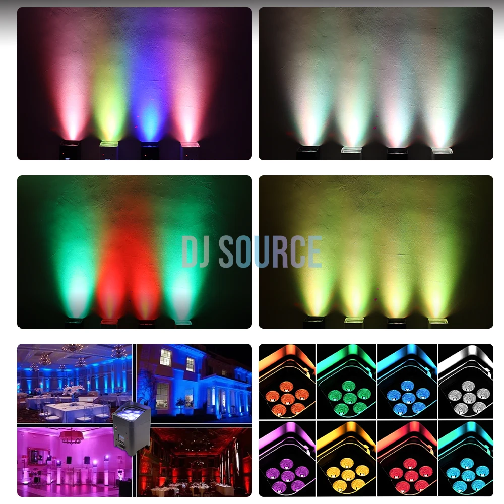 4Pcs/Lot 6X18W RGBWA+UV 6IN1 Battery LED Par Light Wall Wash Wireless Wifi APP Control DMX512 DJ Party Bar Light Stage Effect