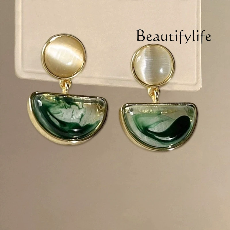 

National style ink painting niche design sense stud earrings women's fashion temperament unique earrings light luxury high sense