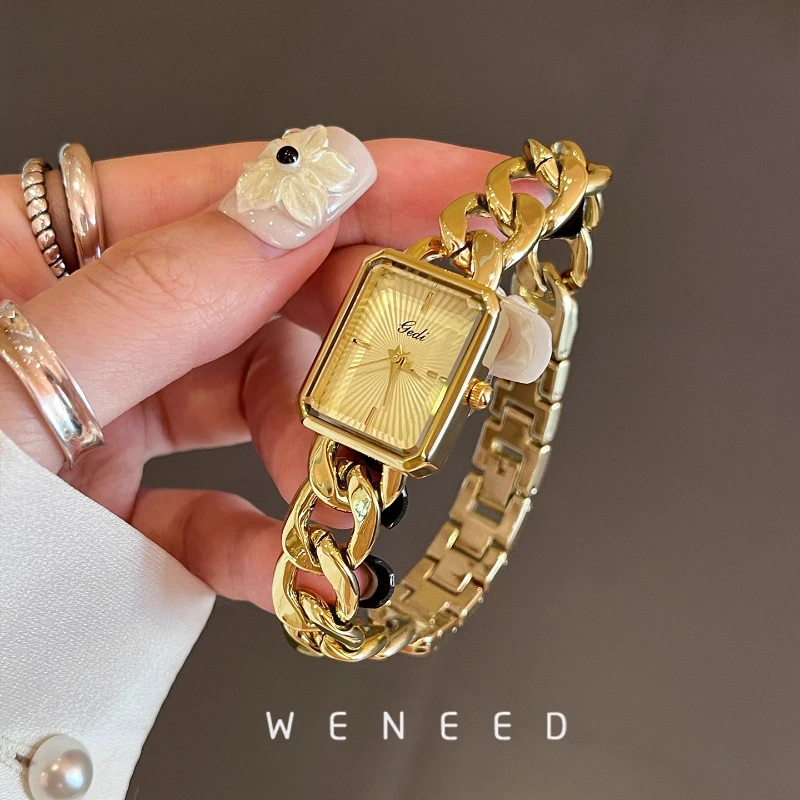 2025 New Simple Fashion Luxury Gold Small Dial Ladies Watch Steel Belt Quartz Watch Birthday Gift